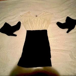 Black and White Fitted Dress | Size large